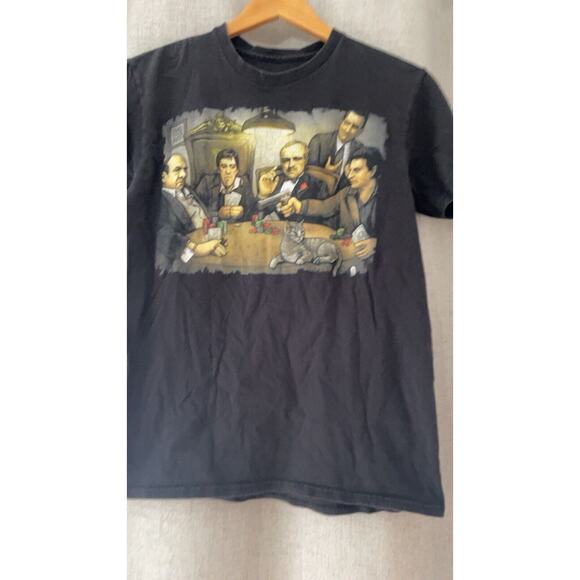 Mens Movie Mobster Poker T Shirt Black Size Small - Picture 1 of 3